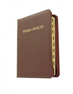 Biblia Warszawska, średnia, oprawa miękka skórzana, zamek, wycięcia, złocenia