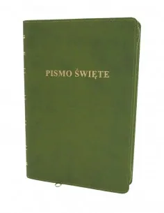 Biblia Warszawska, duża (NOWY FORMAT), oprawa skóropodobna, zamek, złocenia, zielona