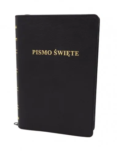 Biblia Warszawska, duża (NOWY FORMAT), oprawa skórzana PREMIUM, zamek, złocenia, czarna